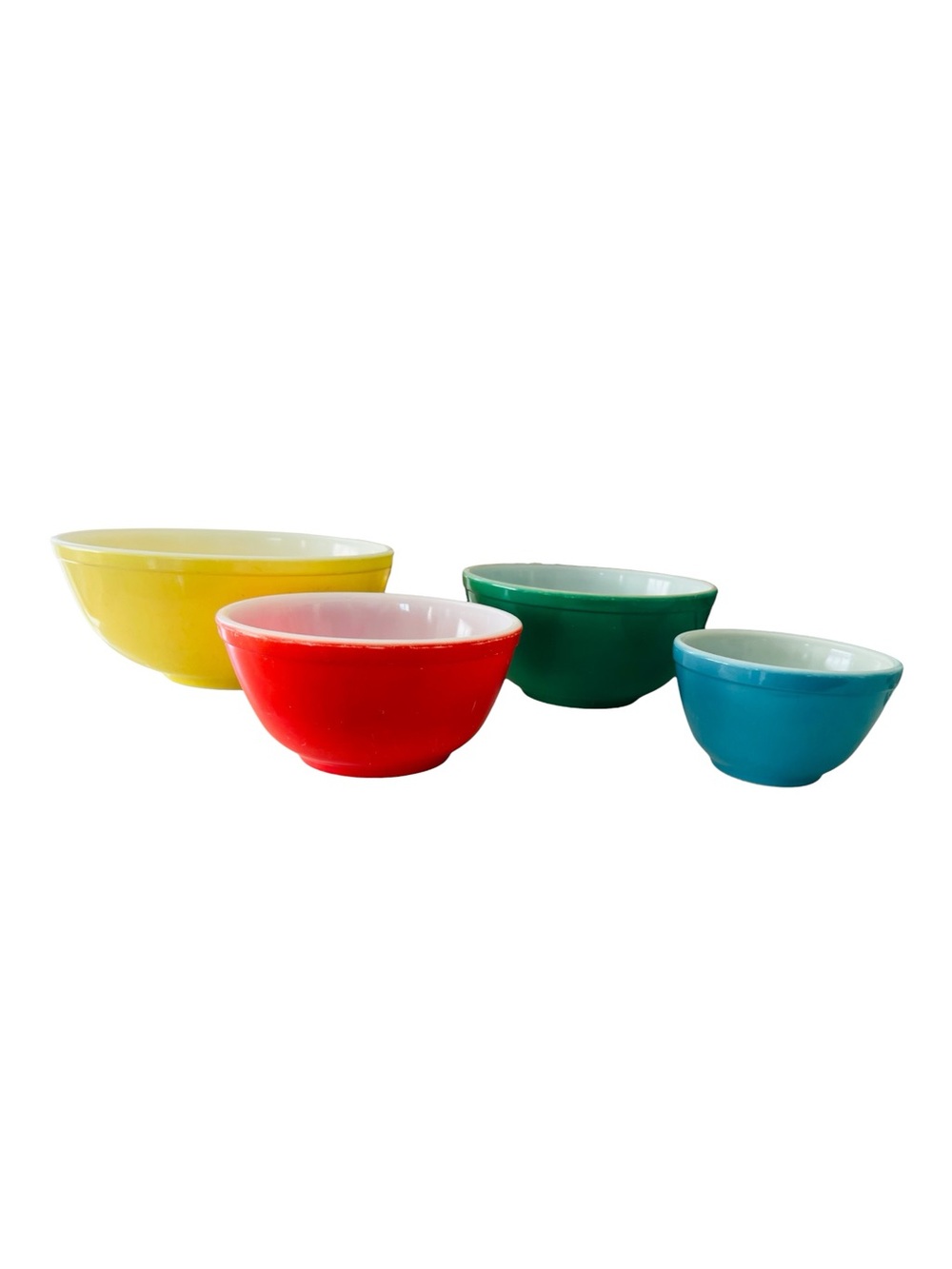 Vintage Pyrex Primary Colors Mixing Bowls Set 401 402 403 404 Complete 4 Pc USA